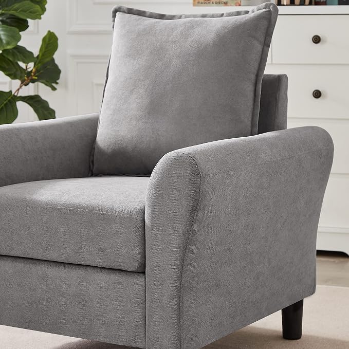Mid-Century Accent Chair, Modern Linen Fabric Armchair - Image 6