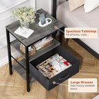 SUPERJARE Nightstand with Charging Station, Bed Side Table with Adjustable - Image 6