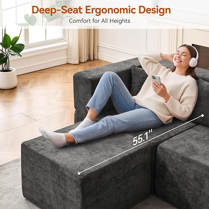 MONVANE Modular Sectional Sofa, Oversized 12 Seat Convertible U Shaped Couch - Image 5