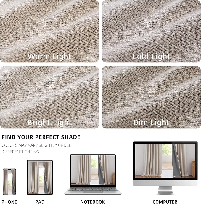 NICETOWN 100% Blackout Linen Curtains - Image 8