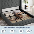 Allewie Queen Size Lift Up Storage Bed, Button Tufted Headboard - Image 3