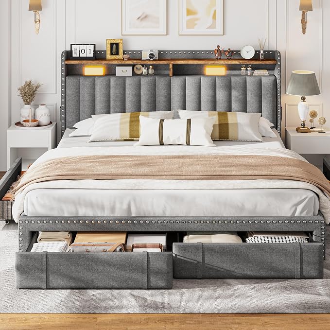 EnHomee Upholstered King Size Bed Frame - Image 8