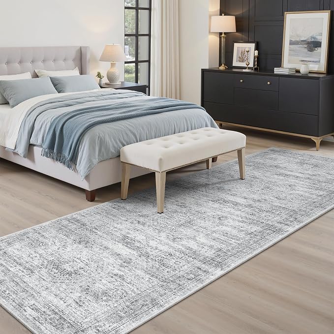 Soalmost Washable Runner Rug 2'6"x8' Kitchen Hallway Runners Grey | Soft - Image 10