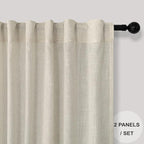 102 Inch Linen Blend Curtains for Living Room Dinning 2 Panels Back Tab Pocket - Image 2