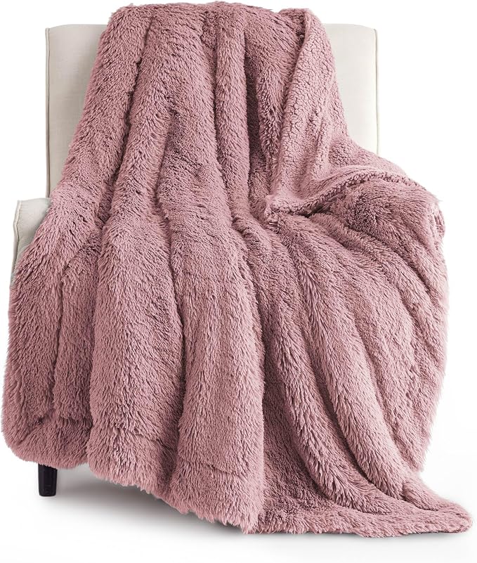 Bedsure GentleSoft Fuzzy Sherpa Faux Fur Twin Blanket Dusty Pink Cozy Gifts by Unknown