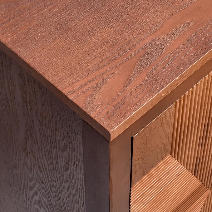 eHemco Modern End Table with Storage, Two-Toned Ribbed Parquet Design, Antique - Image 7