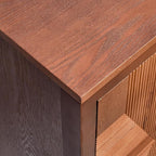 eHemco Modern End Table with Storage, Two-Toned Ribbed Parquet Design, Antique - Image 7