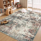 Rugflix 5x7 Area Rugs for Living Room, Washable Rust Brown Green Large Rug | - Image 8