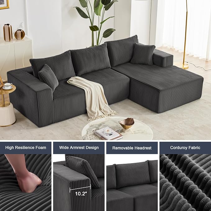 Weture 108” Modular Sectional Sofa, Cloud Sectional Couch - Image 4
