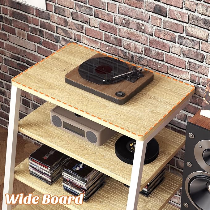 Besiost AV Media Stand with Outlets, Media Console with LED Lights, Stereo - Image 5