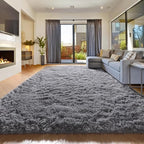 Amdrebio Grey Large Plush Shaggy Rug 6x9 - Image 7