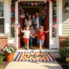 2 Pcs Patriotic Door Mat Set for 4th of July Front Porch Decor, Layered - Image 4
