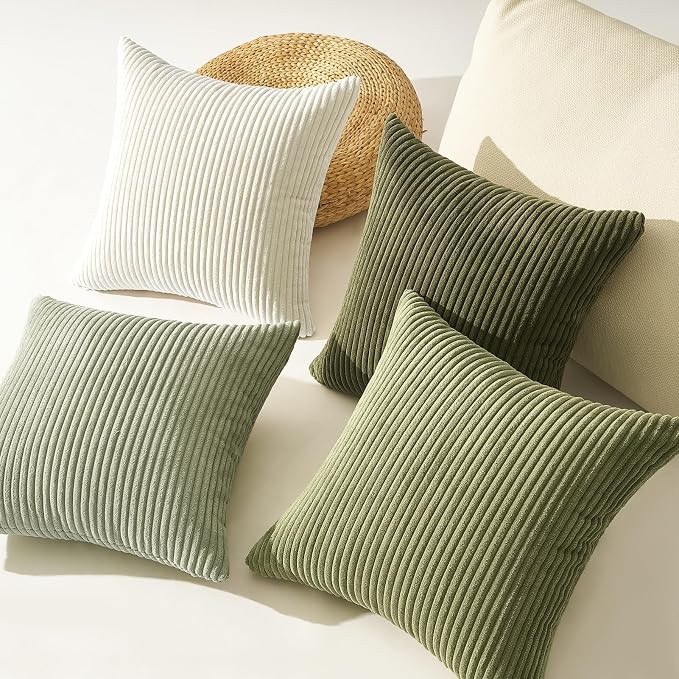 Topfinel Green White Spring Pillow Covers 22x22 Inch Set of 4 Boho Nordic - Image 5
