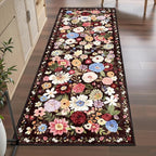 Black Brown Floral Hallway Runner Rug 2x6 - Image 3