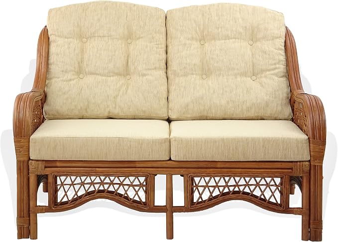 Malibu Lounge Loveseat Sofa Natural Rattan Wicker Handmade Design - Image 3