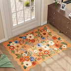 DUKINO 2x3 Rugs for Entryway, Floral Door Mat Washable Kitchen Rugs, Low Pile - Image 3