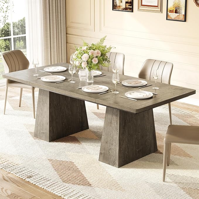 LITTLE TREE Dining Table for 6 People, Wooden Table, Rectangle Furniture - Image 5