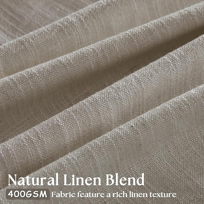 Burlywood Birch Pinch Pleated Linen Curtains 105 Inches Long 2 Panels Set | - Image 3