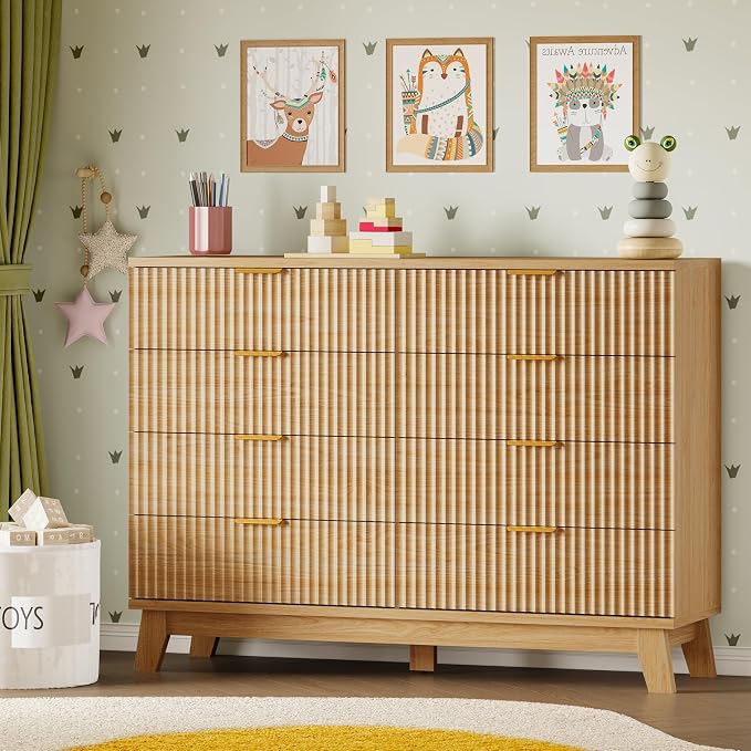 BORNOON 53" Tall Dresser for Bedroom, 8-Drawer Fluted Chest of Drawers - Image 8