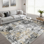 LOONGRUG 7x9 Area Rug Washable Large Neutral Modern Living Room Rugs | Abstract - Image 5