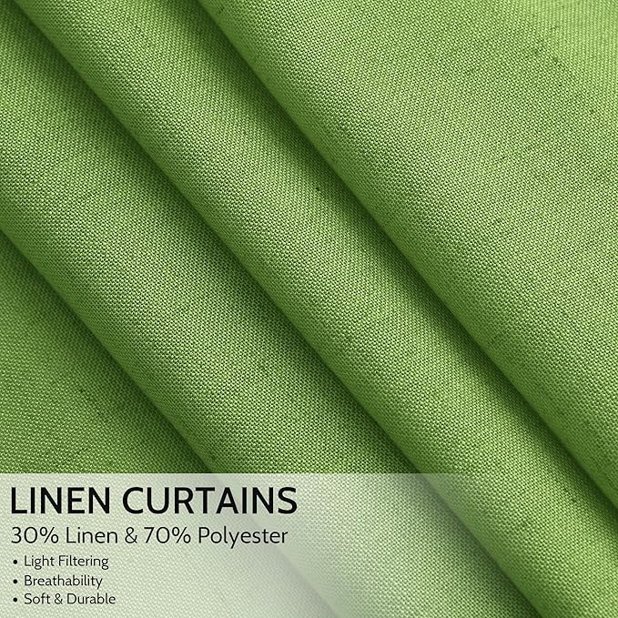 Lime Green Curtains 63 Inches Long 2 Panel Sets - Image 2