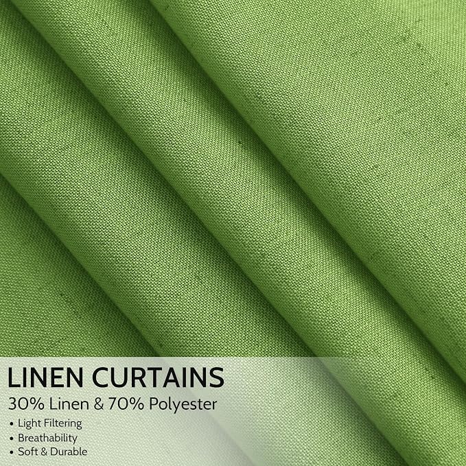 Lime Green Linen Curtains 72 Inch Long - Image 2