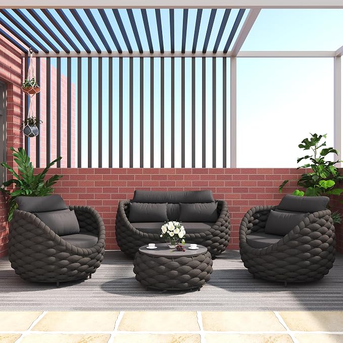 TWT Outdoor Patio Furniture Set-5 Pieces Aluminum Sectional Sofa, Metal Patio - Image 8