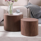 Small Coffee Table Nesting End Table Set of 2, Round Coffee Table Wood Side - Image 6