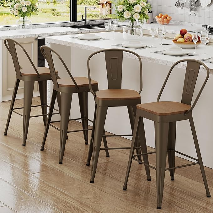 Andeworld Metal Bar Stools Set of 4, 30 inch Bar Height Barstools by Andeworld