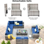 ovios 12 Pieces Patio Furniture Set, Outdoor Wicker Sectional Sofa - Image 9