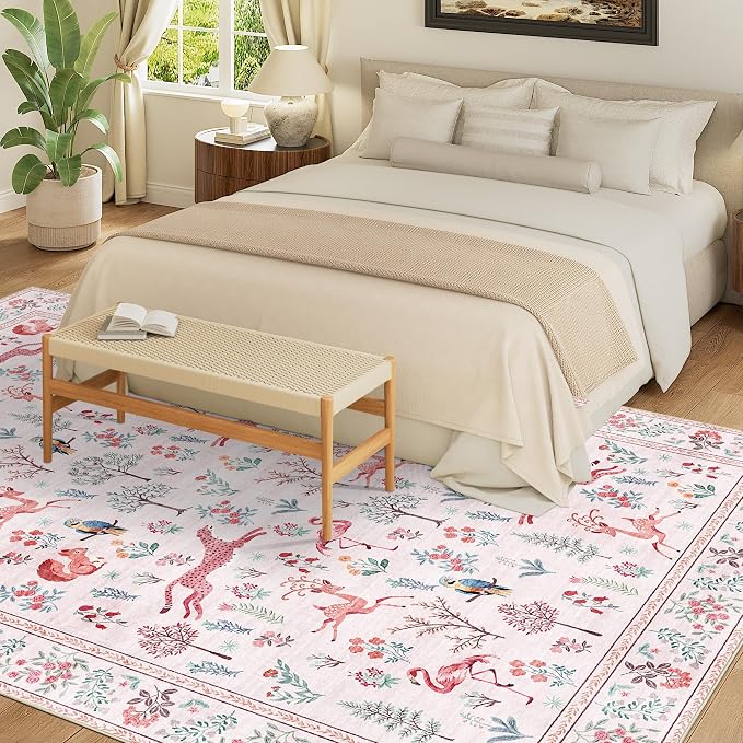 DUKINO 6x9 Area Rug, Washable Animal Living Room Rug Non Slip, Low Pile - Image 4