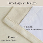 Cream Beige 63 Inch Length Blackout Pinch Pleated Linen Curtains - Image 4
