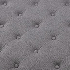24KF Large Round Upholstered Tufted Linen Ottoman Coffee Table, Large Footrest - Image 5