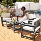 SERWALL 3 Pieces HDPE Outdoor Sofa Bistro Set - Image 6