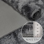 Tie-Dyed Runner Rug for Bedroom Black Grey 2x6ft Fluffy Area Rug Bedside Runner - Image 5