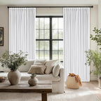 Snow White Pleated Linen 100% Blackout Curtains 84 Inches Long | Pinch Pleat - Image 8
