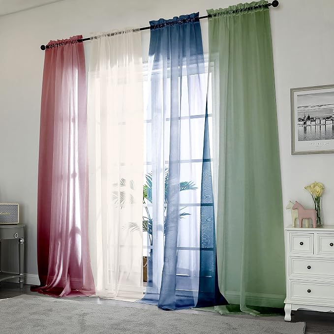 Chyhomenyc Ivory Sheer Curtains 108 Inch Long 2 Panels Set | Light Filtering - Image 8