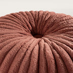 HIG Set of 2 Dusty Rose Flannel Decorative Round Pleated Throw Pillows | - Image 2
