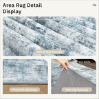Soalmost 12x15 Washable Area Rugs Soft Living Room Rug Abstract Blue/Grey | - Image 6
