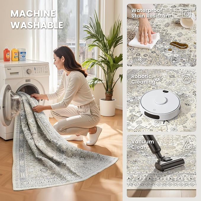 2'6 x 10' Runner Rug Non Slip, Washable Kitchen Rugs, Living Room, Long Rug - Image 4