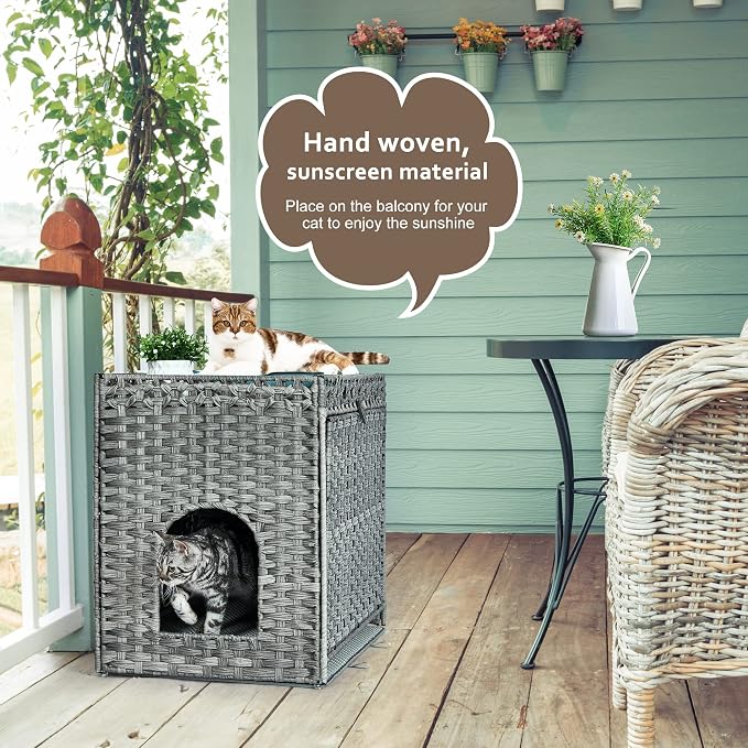 Cat Litter Box Enclosure with Soft Litter Mat; Hidden Kitten Washroom Furniture - Image 2