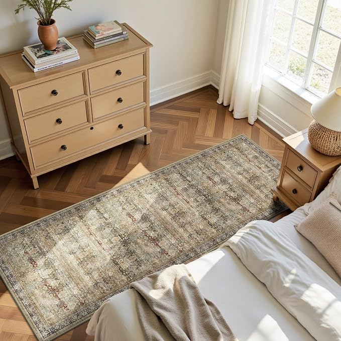 2x6 Hallway Runner Rug, Washable Vintage Retro Long Runner Rugs - Image 4