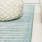 JONATHAN Y Khalil Modern Berber Stripe Turquoise/Cream Indoor Area Rug - Image 6