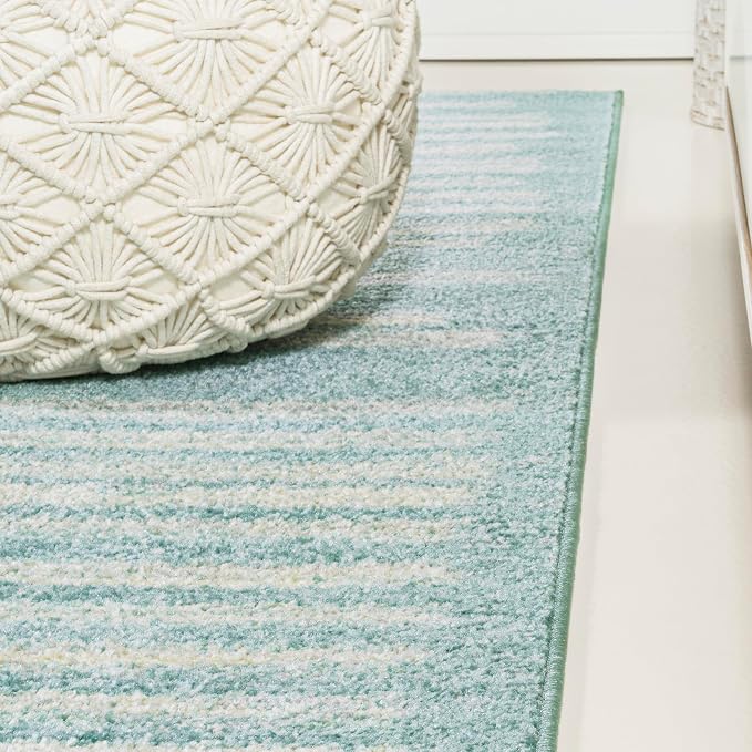 JONATHAN Y Khalil Modern Berber Stripe Turquoise/Cream Runner Rug, Contemporary - Image 7