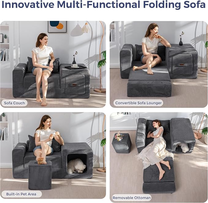 MAXYOYO Folding Sofa Couch, Convertible Floor Sofa - Image 3