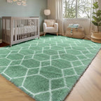 Area Rugs for Living Room, 5x8 Fluffy Sage Green and White Bedroom Rug | - Image 7