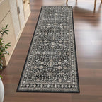 Grey Hallway Runner Rug 2x6 for Bedroom Kitchen | Low Pile; Non Slip; Stain - Image 4