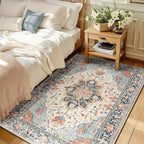 RELEANY Washable Area Rug, Water Repellent, Pet Friendly, Vintage Floral Boho by RELEANY