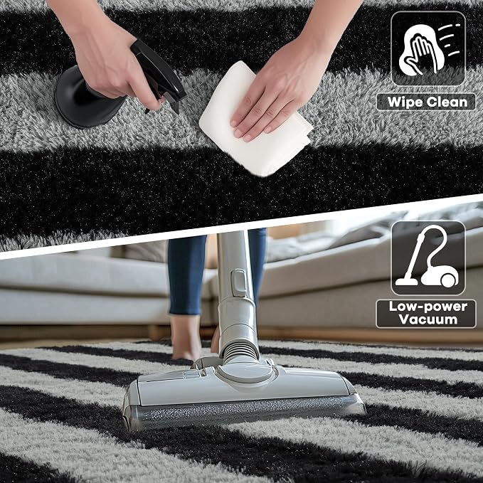 4x6 Black and Grey Fluffy Soft Area Rug Non-Slip - Image 5