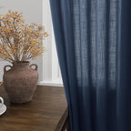 Denim Blue Linen Curtains 108 Inches Long - Image 4